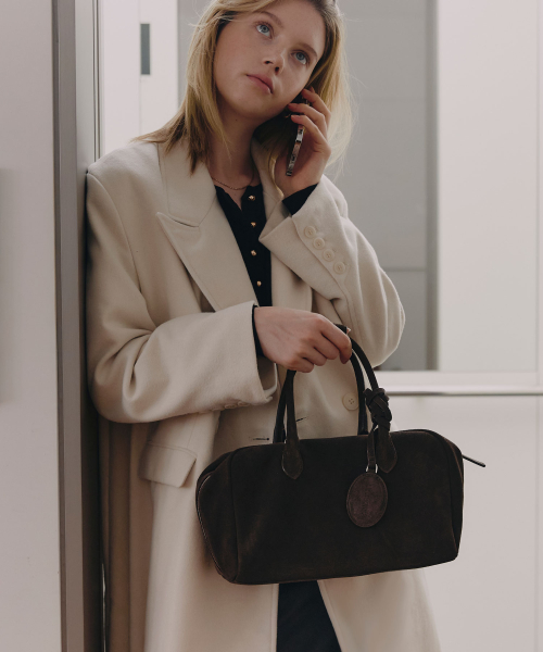POE SUEDE BAG_DARK BROWN