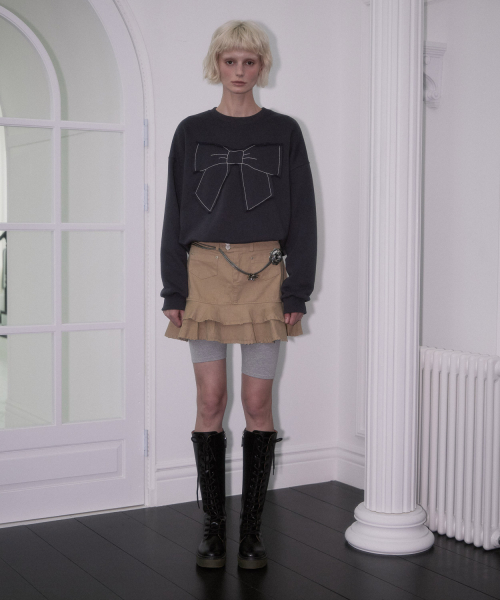Patch Ribbon Sweatshirt [Charcoal]