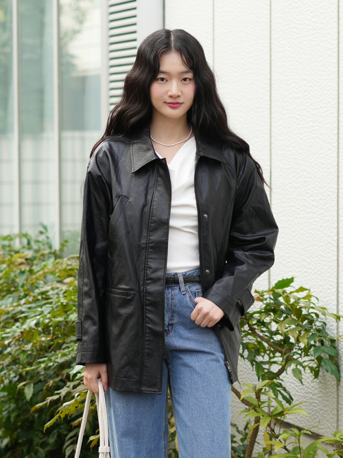 HAGEN Faux Leather Half Jacket_BLACK