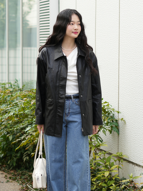 HAGEN Faux Leather Half Jacket_BLACK