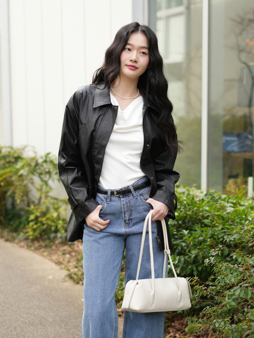 HAGEN Faux Leather Half Jacket_BLACK