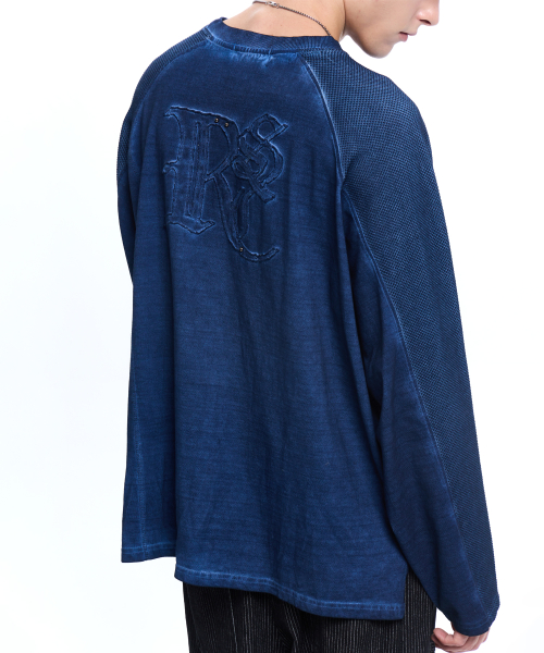 LOGO PATCHED WASHING LONG SLEEVE - NAVY