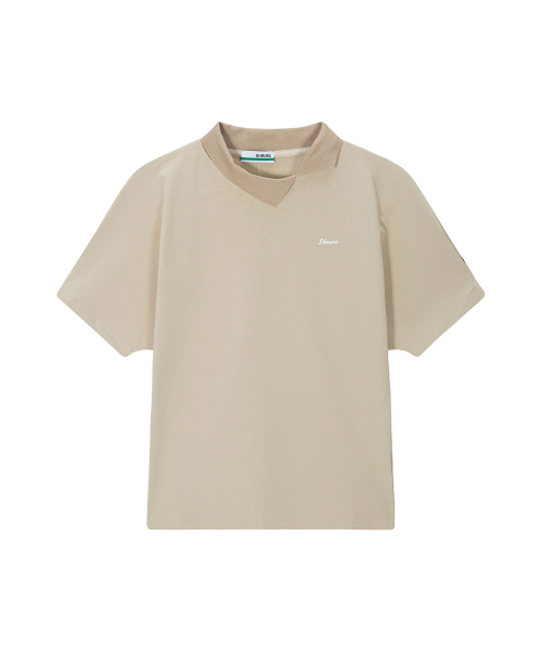 VOLUME RAGLAN COLLAR-T _ BEIGE