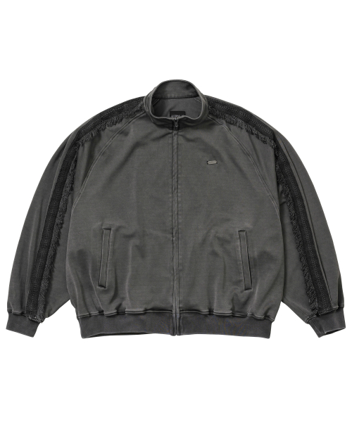 Lace Trimming Raglan Track Jacket [CHARCOAL]