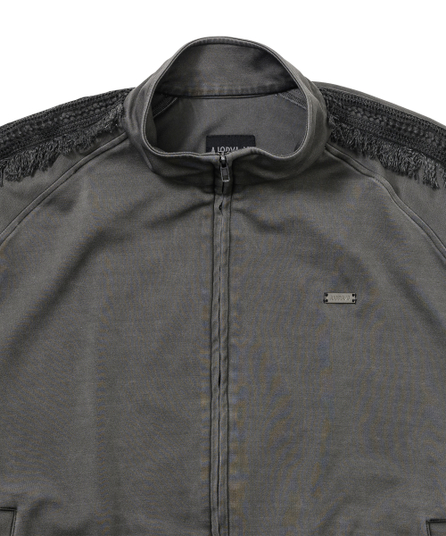 Lace Trimming Raglan Track Jacket [CHARCOAL]