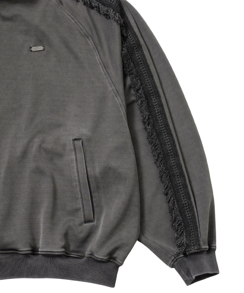 Lace Trimming Raglan Track Jacket [CHARCOAL]