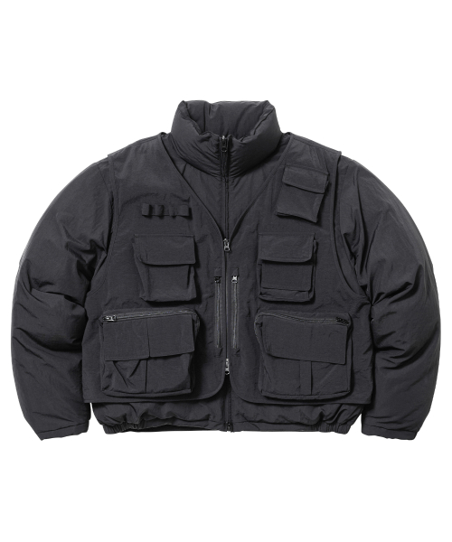 Cargo Vest Layered Padded Jacket [BLACK]
