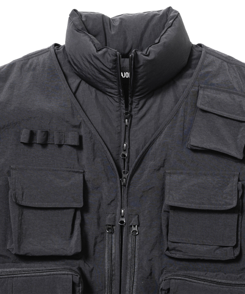 Cargo Vest Layered Padded Jacket [BLACK]
