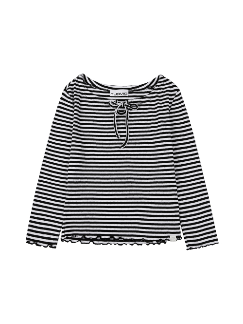 POINTELLE PAJAMA TOP [BLACK]