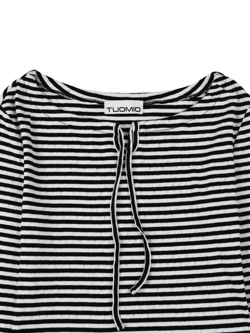 POINTELLE PAJAMA TOP [BLACK]