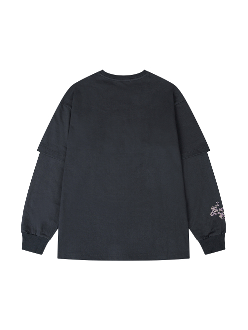STAR STUD LAYERED LONG SLEEVES [CHARCOAL]