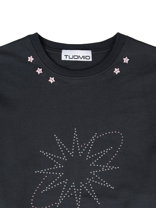 STAR STUD LAYERED LONG SLEEVES [CHARCOAL]