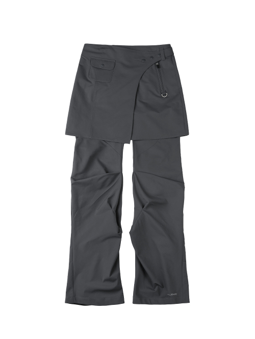 WRAP SKIRT TUCKED PANTS [CHARCOAL]