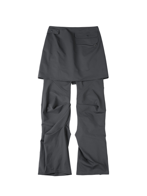 WRAP SKIRT TUCKED PANTS [CHARCOAL]