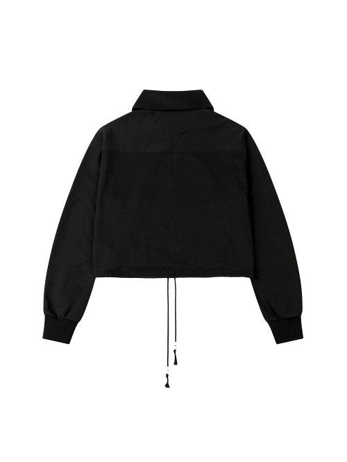 ROUND COLLAR STRING TOP [BLACK]