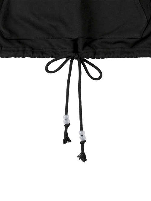 ROUND COLLAR STRING TOP [BLACK]