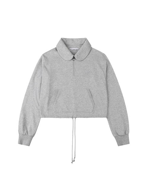 ROUND COLLAR STRING TOP [HEATHER GREY]