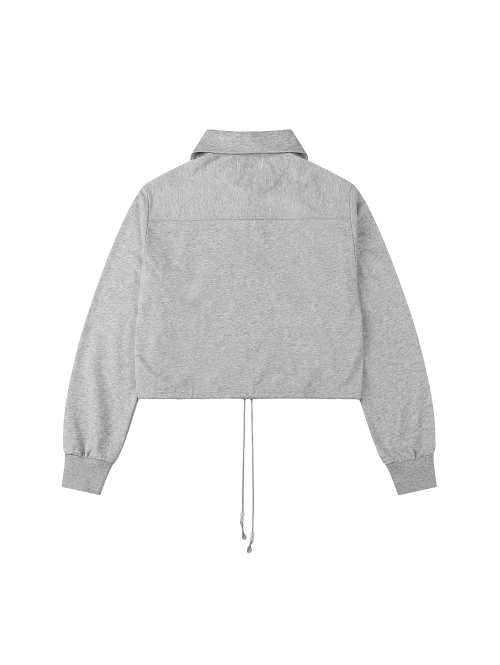ROUND COLLAR STRING TOP [HEATHER GREY]