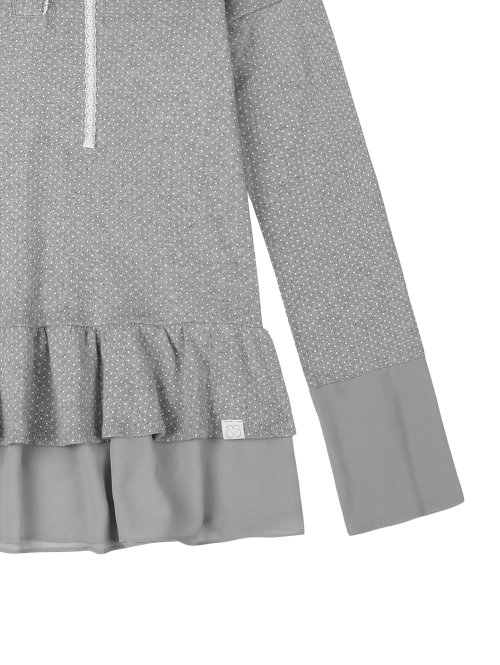 FRILL CHIFFON HOODIE [HEATHER GREY]