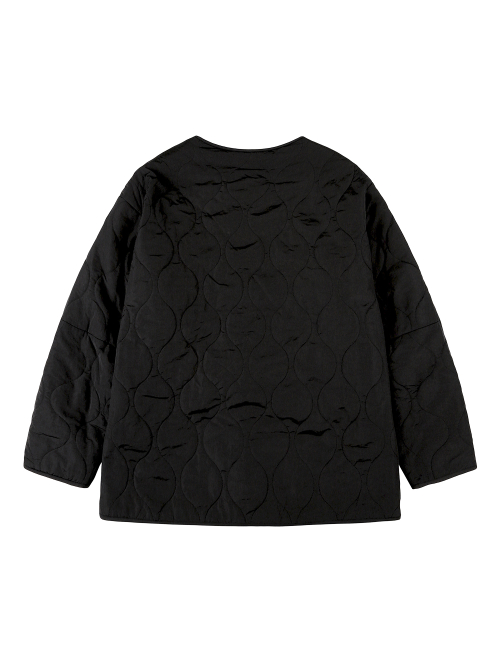 RIBBON QUILTED JACKET [BLACK]