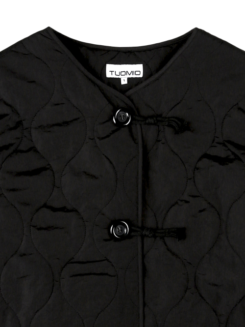 RIBBON QUILTED JACKET [BLACK]