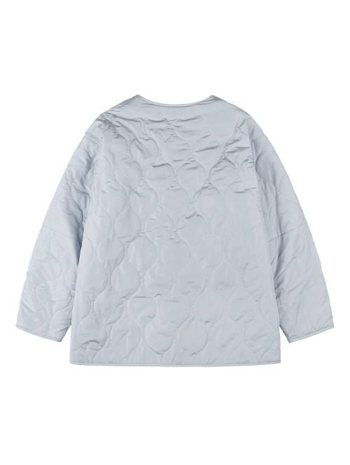 RIBBON QUILTED JACKET [LIGHT GREY]