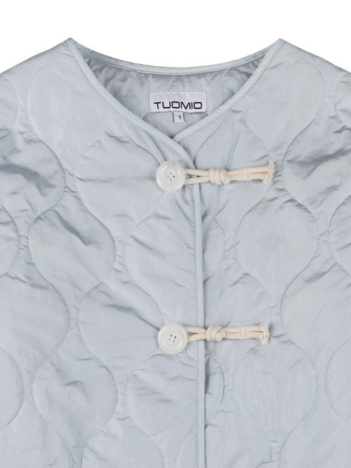 RIBBON QUILTED JACKET [LIGHT GREY]