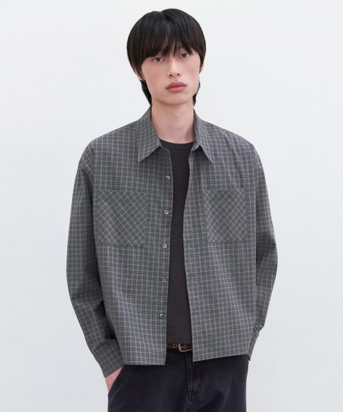 Essential Crop Check Shirt [Khaki]