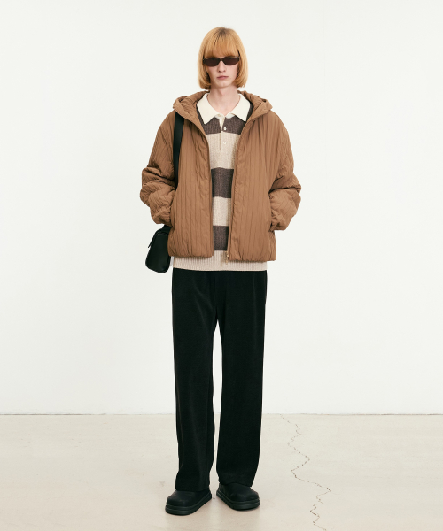 Light Padded Hoodie Jacket (Orange Brown) TNJU5F107W2