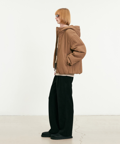 Light Padded Hoodie Jacket (Orange Brown) TNJU5F107W2