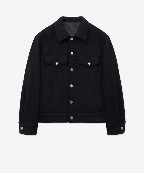 Wool Trucker Jacket (Black) TNJU5F103BK