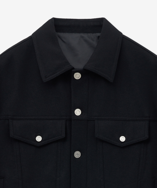 Wool Trucker Jacket (Black) TNJU5F103BK