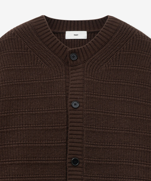 Chunky Wool Knit Cardigan (Brown) TNSW5F101W2