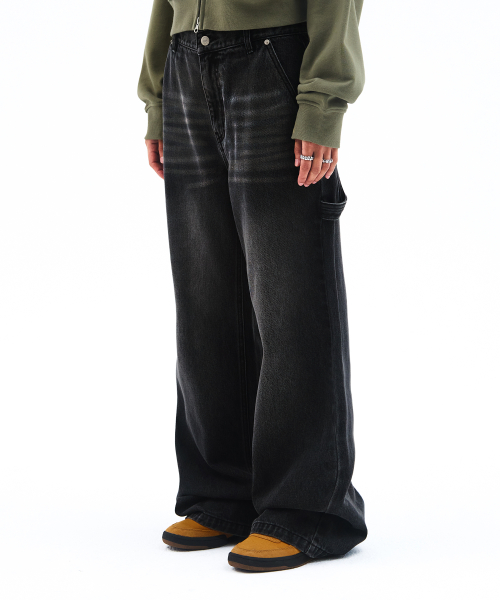 SEMIWIDE DENIM PANTS BLACK