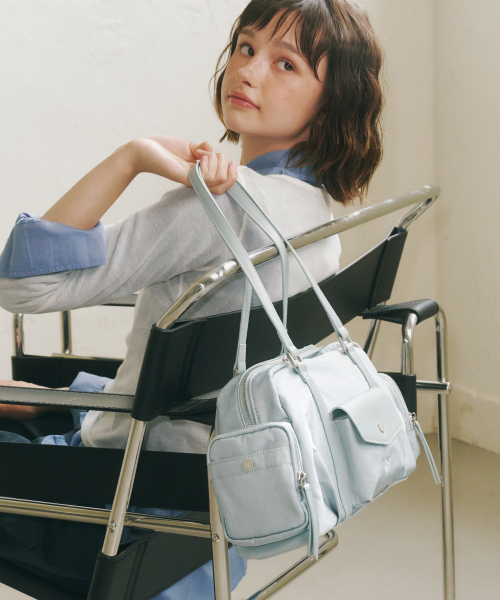 Lumi nylon shoulder bag_Fog blue