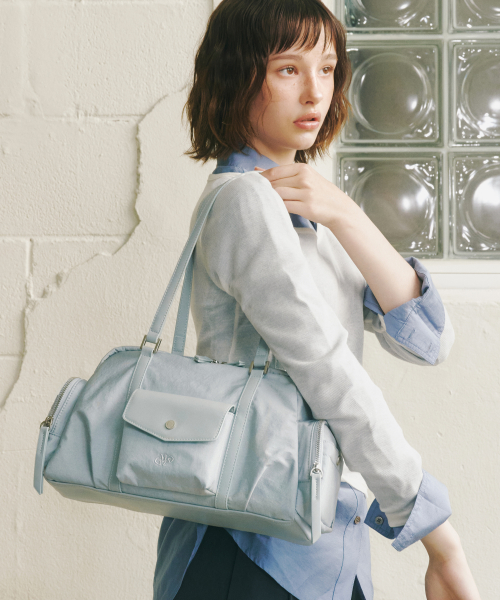 Lumi nylon shoulder bag_Fog blue
