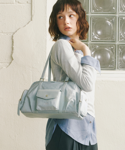 Lumi nylon shoulder bag_Fog blue