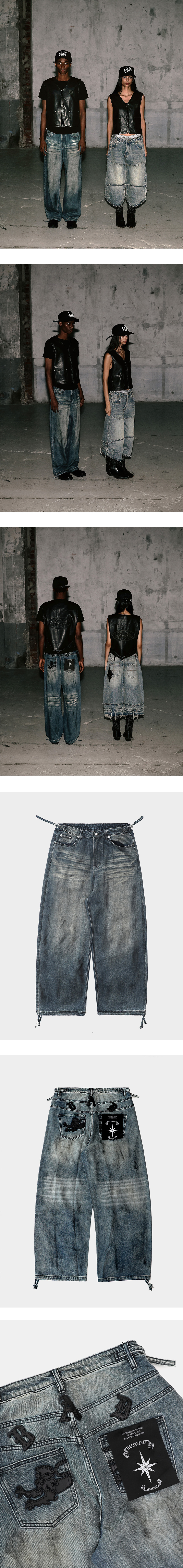 MUSINSA | BADBLOOD 0209 Hard Washed Exhaust Jeans - Mid Blue