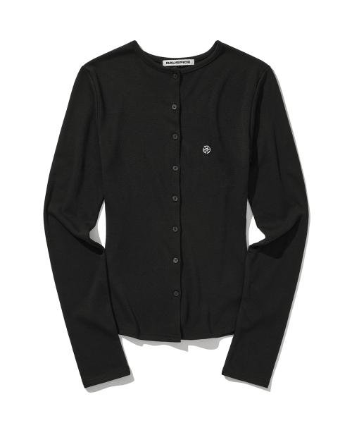 (DUC) Round-Neck Cardigan Black