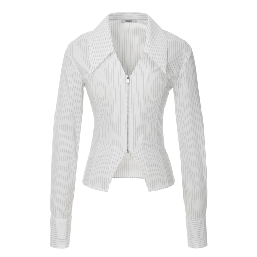 Stripe Zip-up Shirts (white)