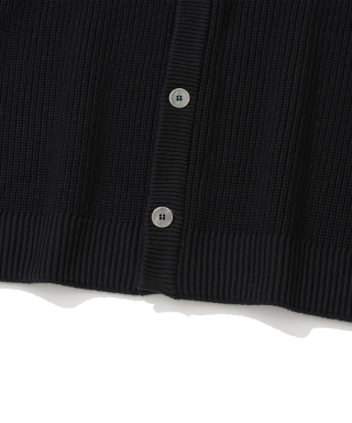 KNITTED [ニティドXファッションプラネット] コットンワッフルラウンドカーディガン ブラック 画像 5