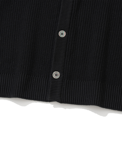 KNITTED [ニティドXファッションプラネット] コットンワッフルラウンドカーディガン ブラック 画像 5