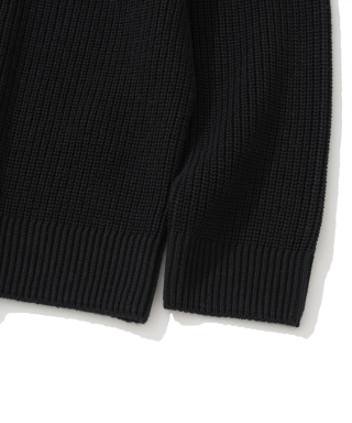 KNITTED [ニティドXファッションプラネット] コットンワッフルラウンドカーディガン ブラック 画像 6