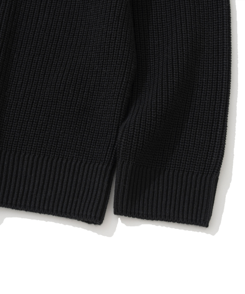 KNITTED [ニティドXファッションプラネット] コットンワッフルラウンドカーディガン ブラック 画像 6