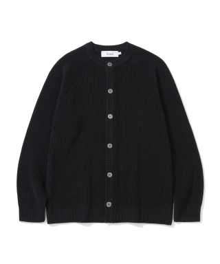 KNITTED [ニティドXファッションプラネット] コットンワッフルラウンドカーディガン ブラック 画像 2