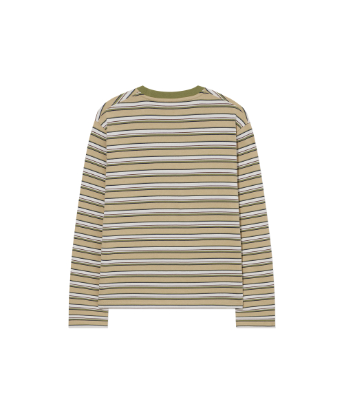 мульти полоска длинный рукав Beige