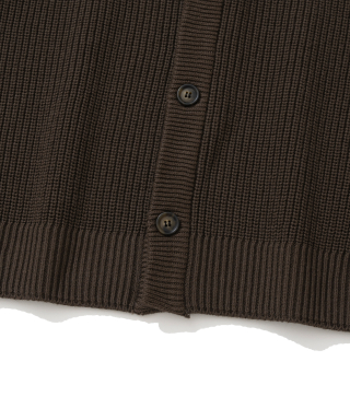 KNITTED [ニティドXファッションプラネット] コットンワッフルラウンドカーディガン ブラウン 画像 5
