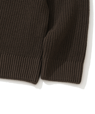 KNITTED [ニティドXファッションプラネット] コットンワッフルラウンドカーディガン ブラウン 画像 6