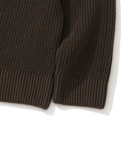 KNITTED [ニティドXファッションプラネット] コットンワッフルラウンドカーディガン ブラウン 画像 6