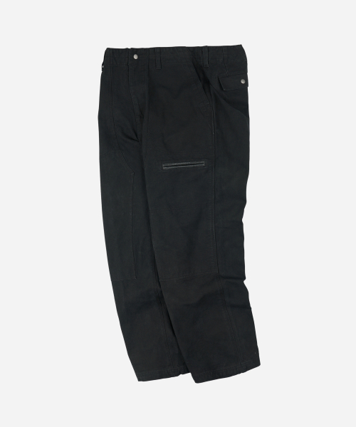 HEAVY CANVAS DESTROYED DOUBLE KNEE PANTS _ BLACK